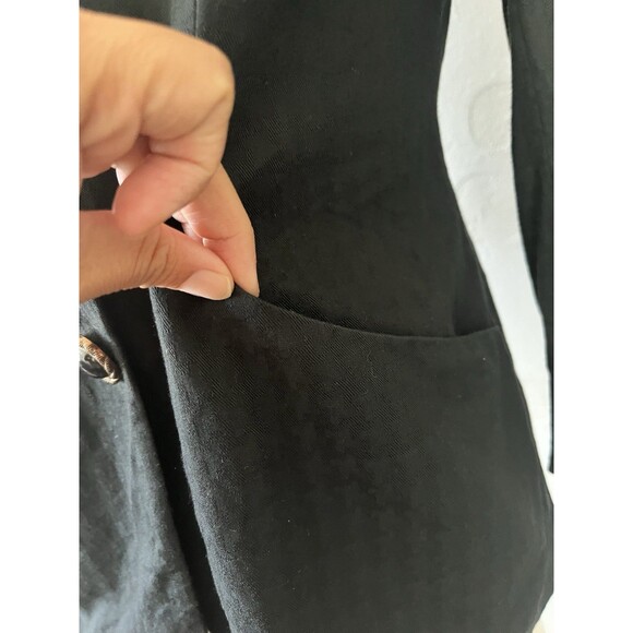 PETITE SOPHISTICATE Womens 6P Black Blazer Pinstripe Full Button Padded Shoulder - Picture 7 of 8